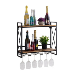 Wine rack/home bar in wood - Bottle rack Rio made of mango wood with metal frame