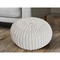 Pouf with diameter 55 cm (grey) - Knit stool/floor cushion - Coarse knit look extra high height 37 cm