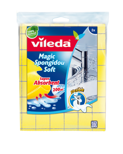 Vileda Soft Schwamm Stoff - Pack vun 3 Stéck - Nëtzlech fir Uewerfläch Desinfektioun